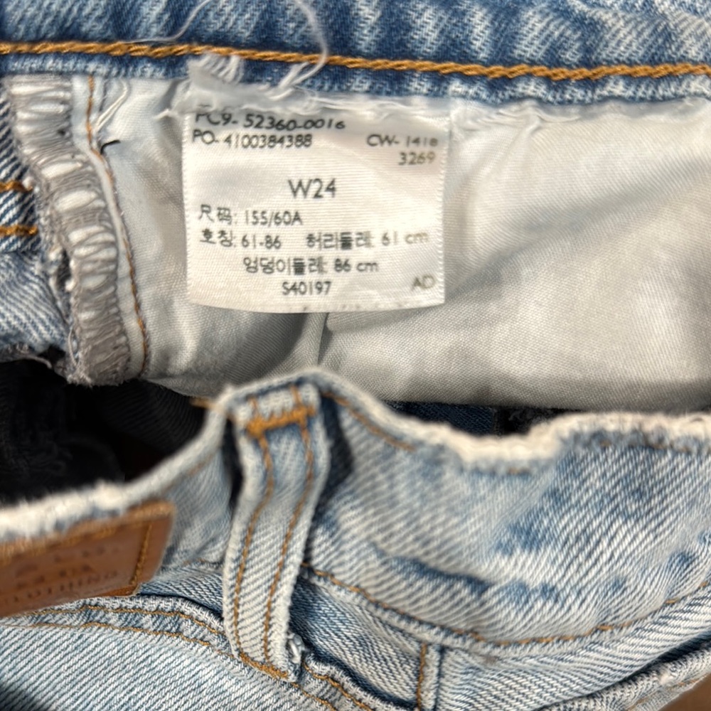 Levi's Blue Jean Shorts Distressed High-Waisted Size 24 - Picture 4 of 6